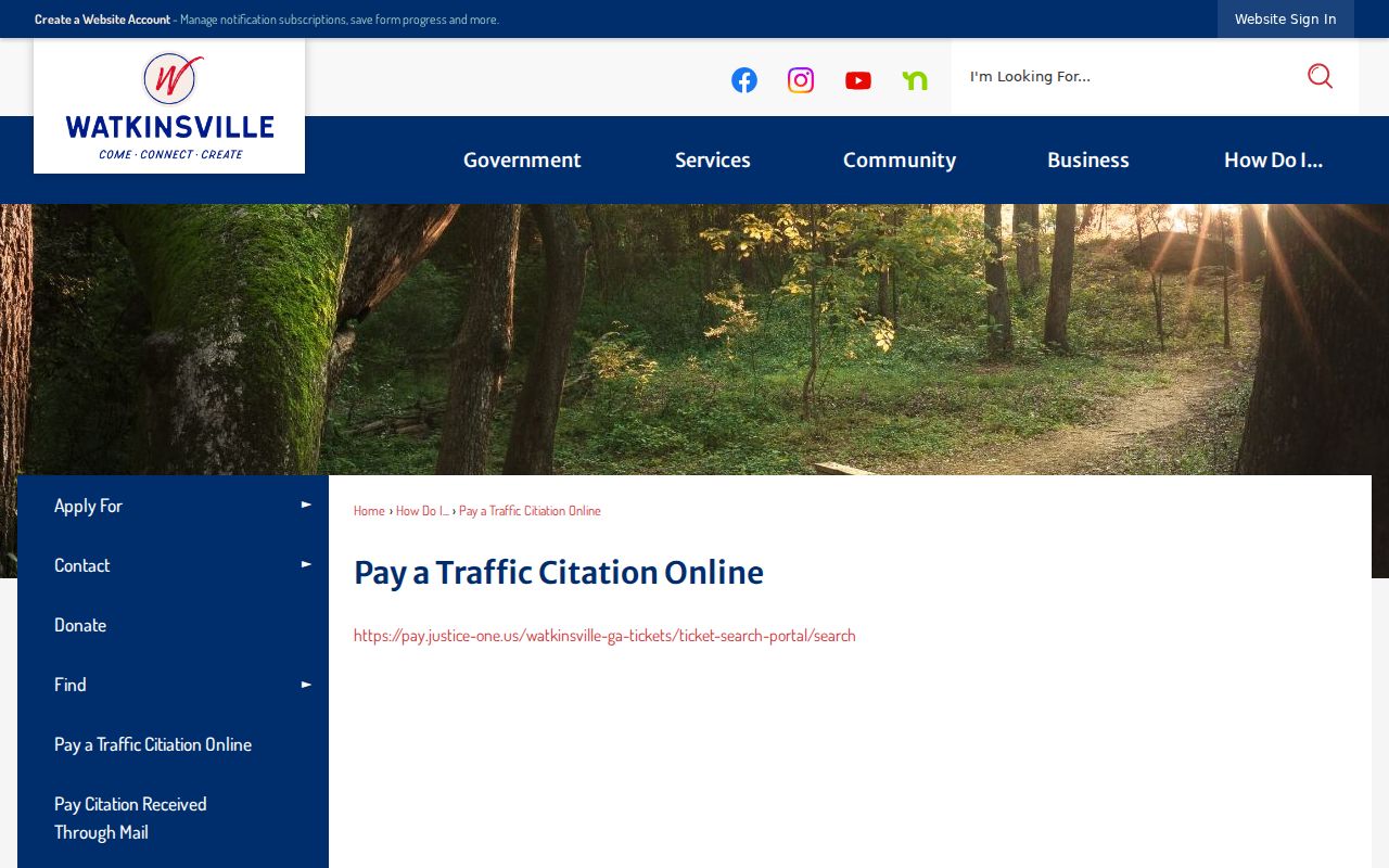 Watkinsville warrant records city citation payment route