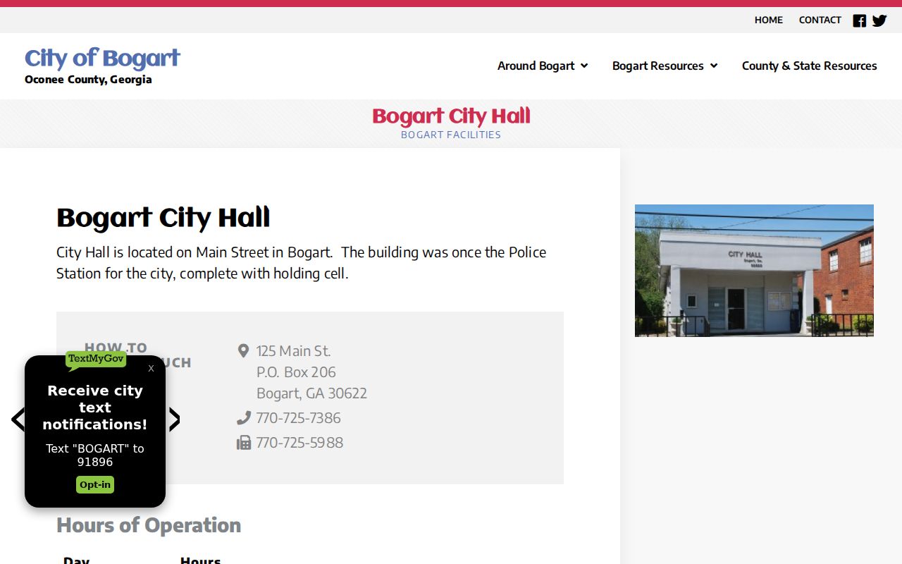 Bogart warrant records and historic City Hall